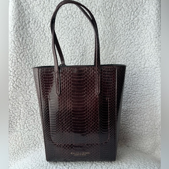 Ralph Lauren Collection Bordeaux Ayers Snakeskin Mini Modern Tote - Picture 8 of 16